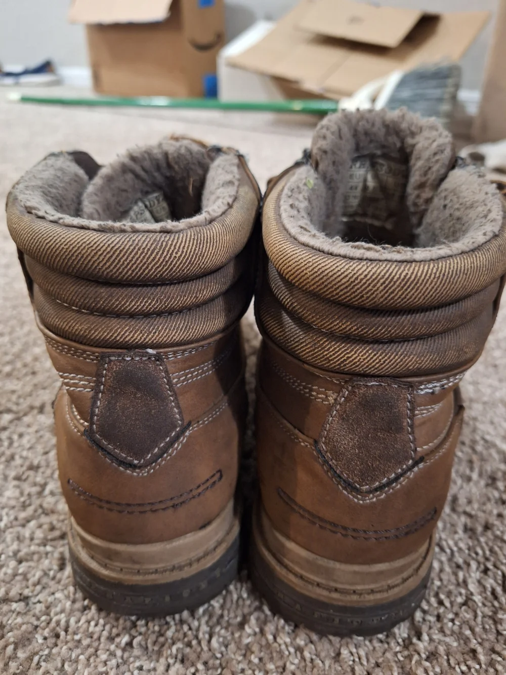 Rhapsody Men's Tan Leather Lace-Up Boots with Shearling Lining